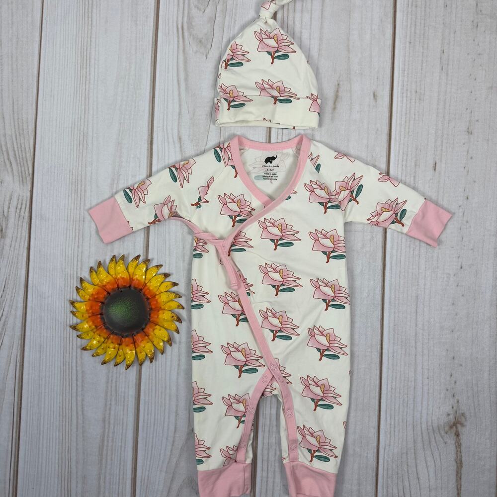 monica + andy kimono tie one-piece and hat‎ 3-6M